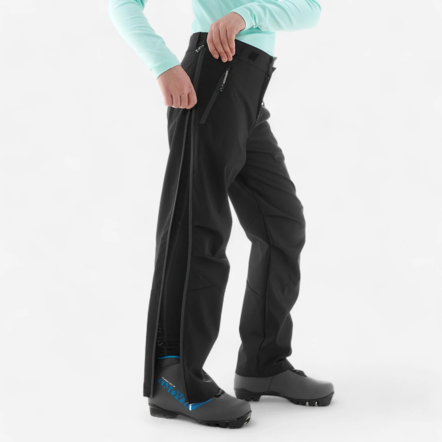 Kids Cross-Country Ski Overpants - 150 Black 3 Kids Cross-Country Ski Overpants - 150 Black - Image 3