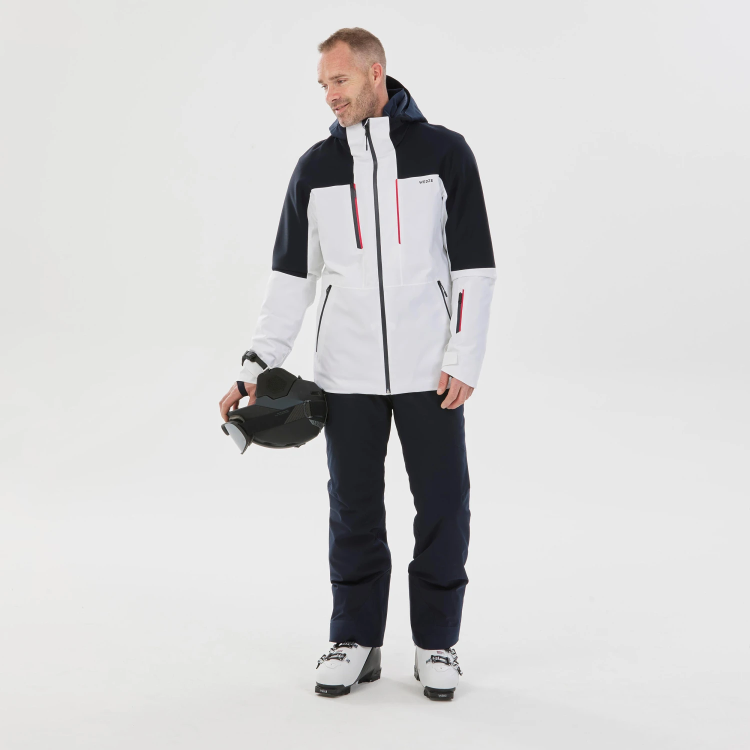WEDZE Men's Downhill Ski Jacket - 580 White/Blue 3 WEDZE Men's Downhill Ski Jacket - 580 White/Blue - Image 3