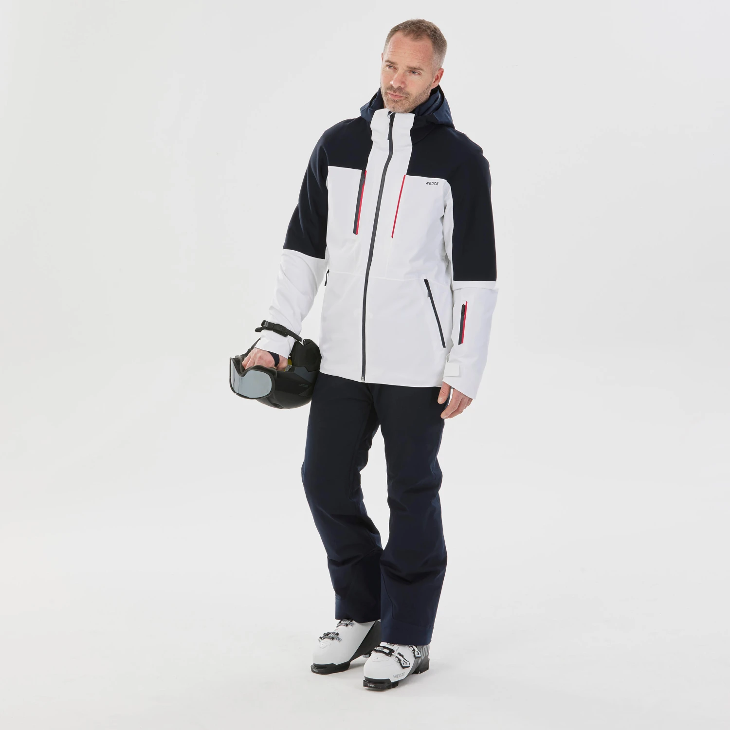 WEDZE Men's Downhill Ski Jacket - 580 White/Blue 4 WEDZE Men's Downhill Ski Jacket - 580 White/Blue - Image 4