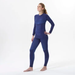 Women’s Cross-Country Skiing Base Layer Bottoms - 900 Blue 11 Women’s Cross-Country Skiing Base Layer Bottoms - 900 Blue -WEDZE SHOP 900 cross country ski technical base layer pants women 4