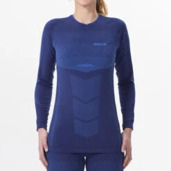 Women’s Base Layer Ski Top - 900 Blue -WEDZE SHOP 900 cross country ski technical base layer women 2