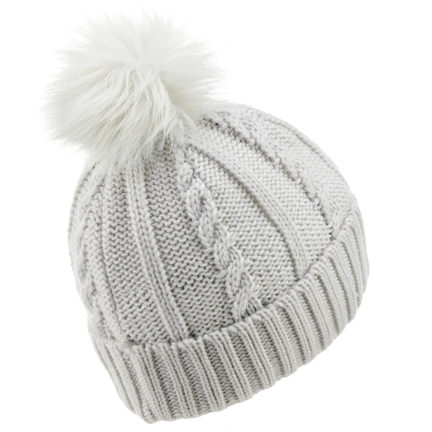 WEDZE Cable-Knit Wool Fur Hat - Kids 4 WEDZE Cable-Knit Wool Fur Hat - Kids - Image 4