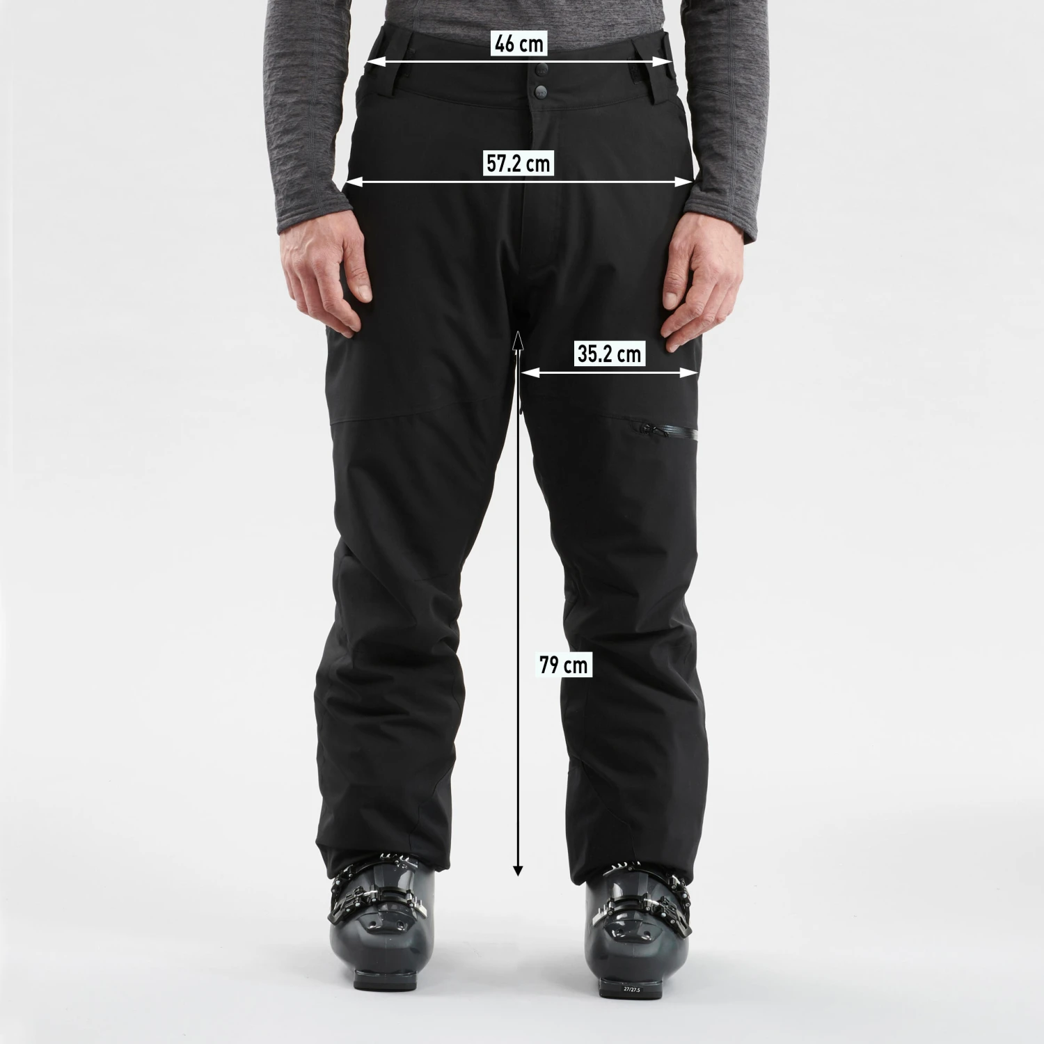 WEDZE Men’s Downhill Ski Pants - 500 Black 2 WEDZE Men’s Downhill Ski Pants - 500 Black - Image 2