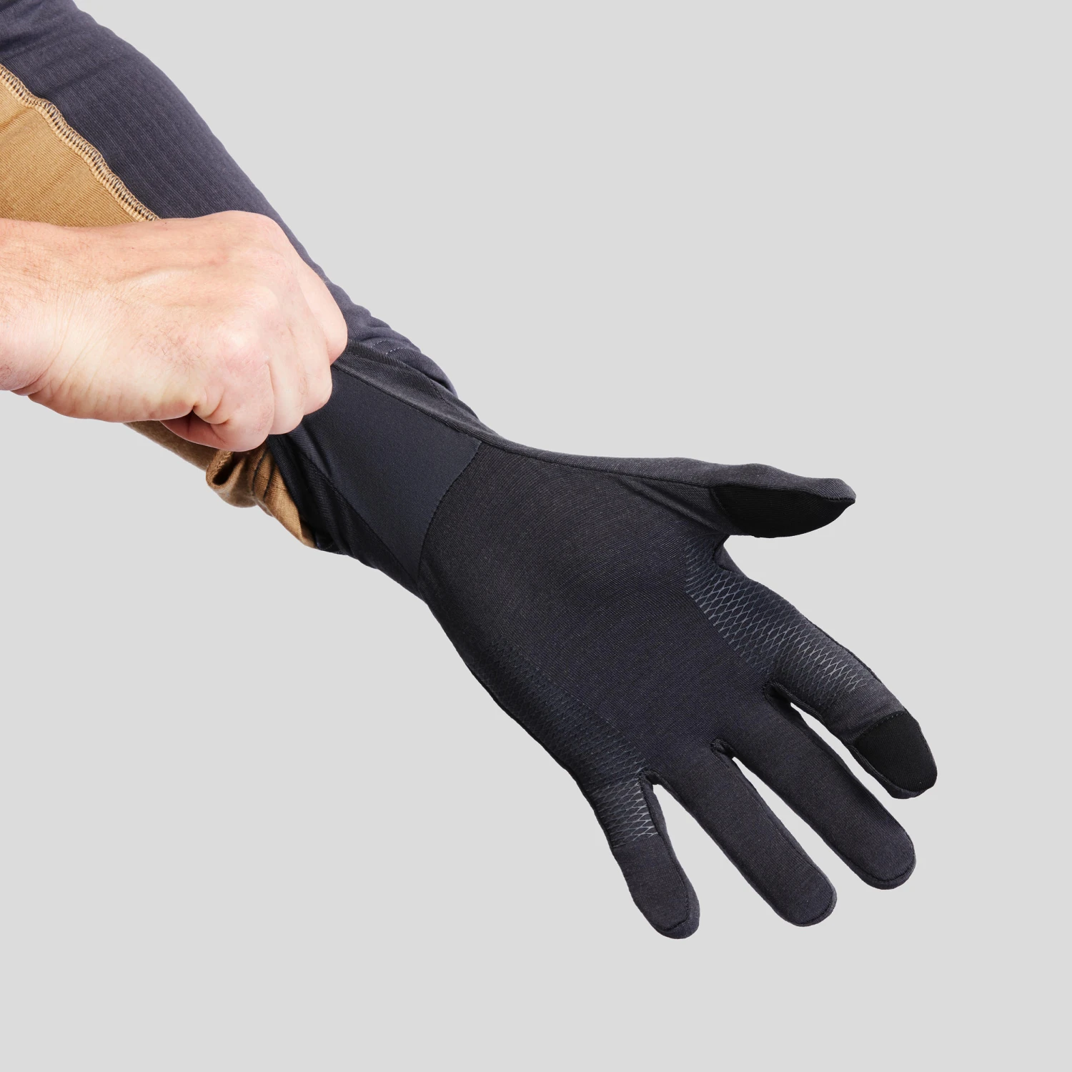 Merino Wool Hiking Liner Gloves - MT 500 Grey 2 Merino Wool Hiking Liner Gloves - MT 500 Grey - Image 2