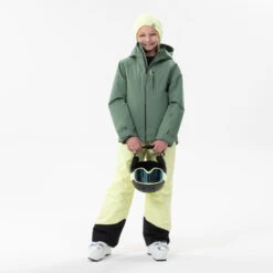 WEDZE Kids’ Ski Jacket - 550 Green -WEDZE SHOP kids downhill ski padded jacket 550 green 10