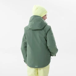 WEDZE Kids’ Ski Jacket - 550 Green -WEDZE SHOP kids downhill ski padded jacket 550 green 3