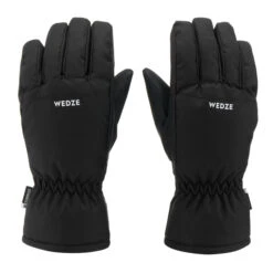 WEDZE Kids' Downhill Ski Waterproof Gloves - Warm 100 Black -WEDZE SHOP kids downhill ski waterproof gloves warm 100 black 2