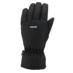 WEDZE Kids' Downhill Ski Waterproof Gloves - Warm 100 Black