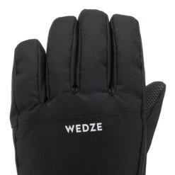 WEDZE Kids' Downhill Ski Waterproof Gloves - Warm 100 Black -WEDZE SHOP kids downhill ski waterproof gloves warm 100 black 3