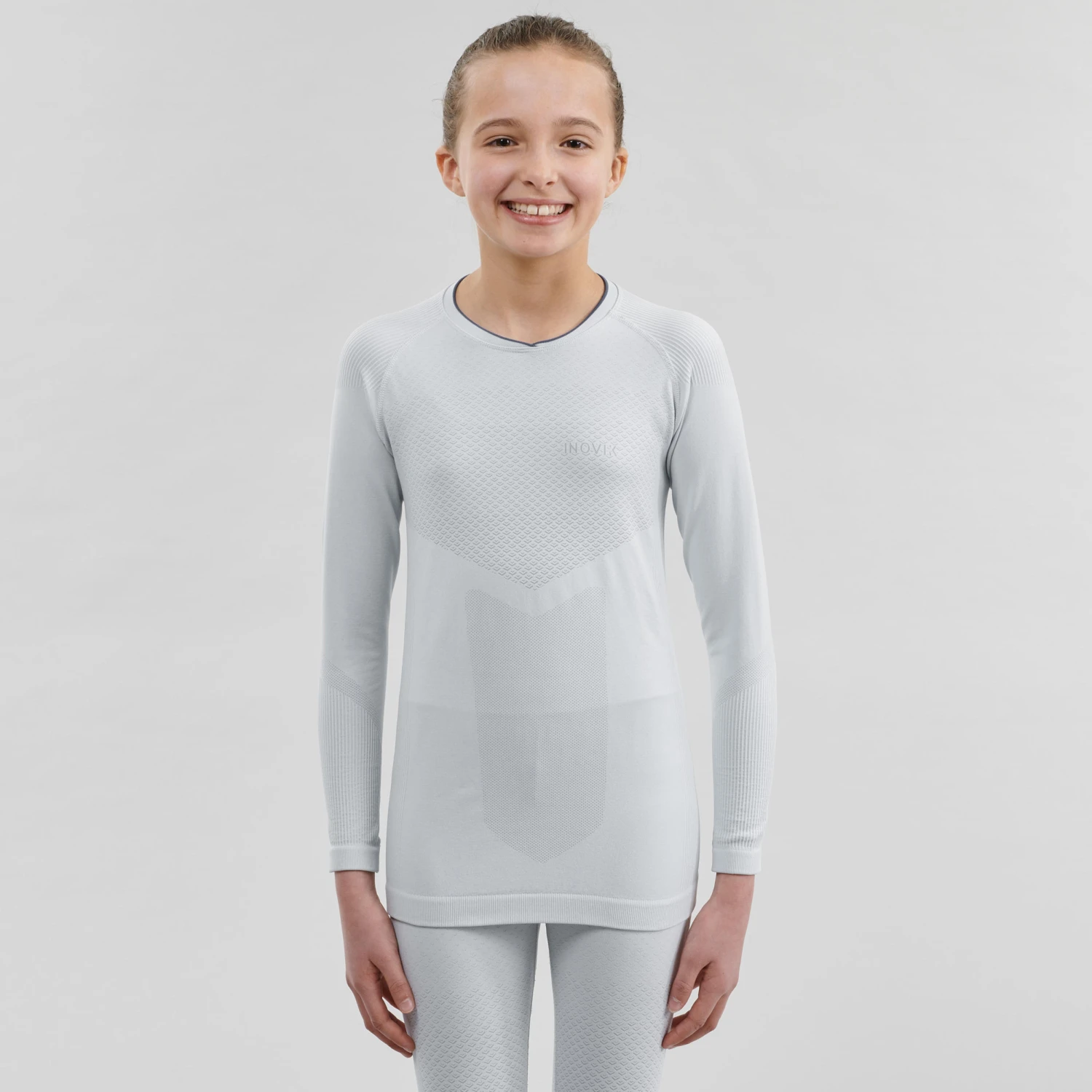 Kids' High-Tech Cross-Country Skiing Base Layer - UW 500 Grey 5 Kids' High-Tech Cross-Country Skiing Base Layer - UW 500 Grey - Image 5