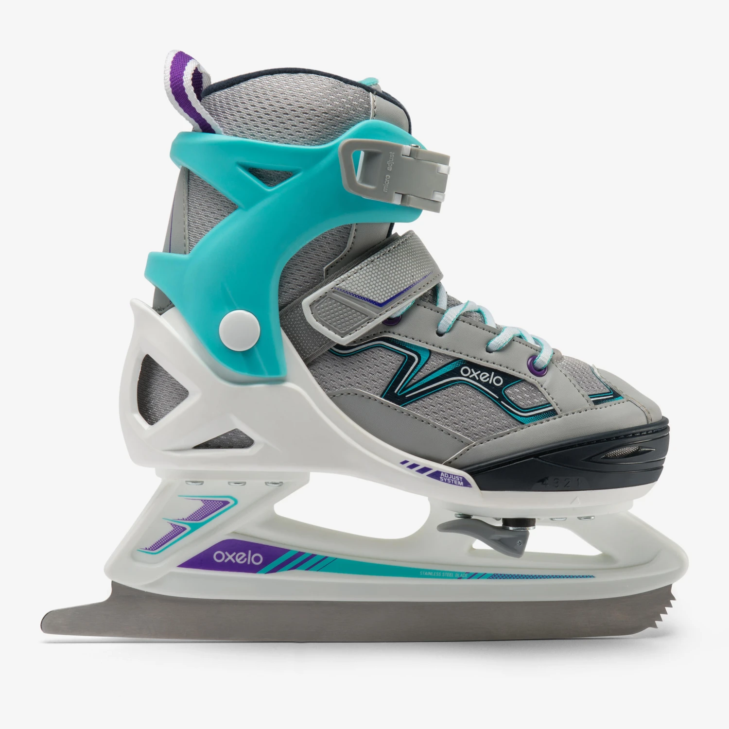 Kids' Ice Skates - FIT 100 Grey/Turquoise 2 Kids' Ice Skates - FIT 100 Grey/Turquoise - Image 2