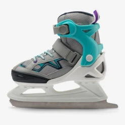 Kids' Ice Skates - FIT 100 Grey/Turquoise 10 Kids' Ice Skates - FIT 100 Grey/Turquoise -WEDZE SHOP kids ice skates fit 100 grey turquoise 2