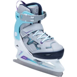 Kids' Ice Skates - FIT 100 Grey/Turquoise