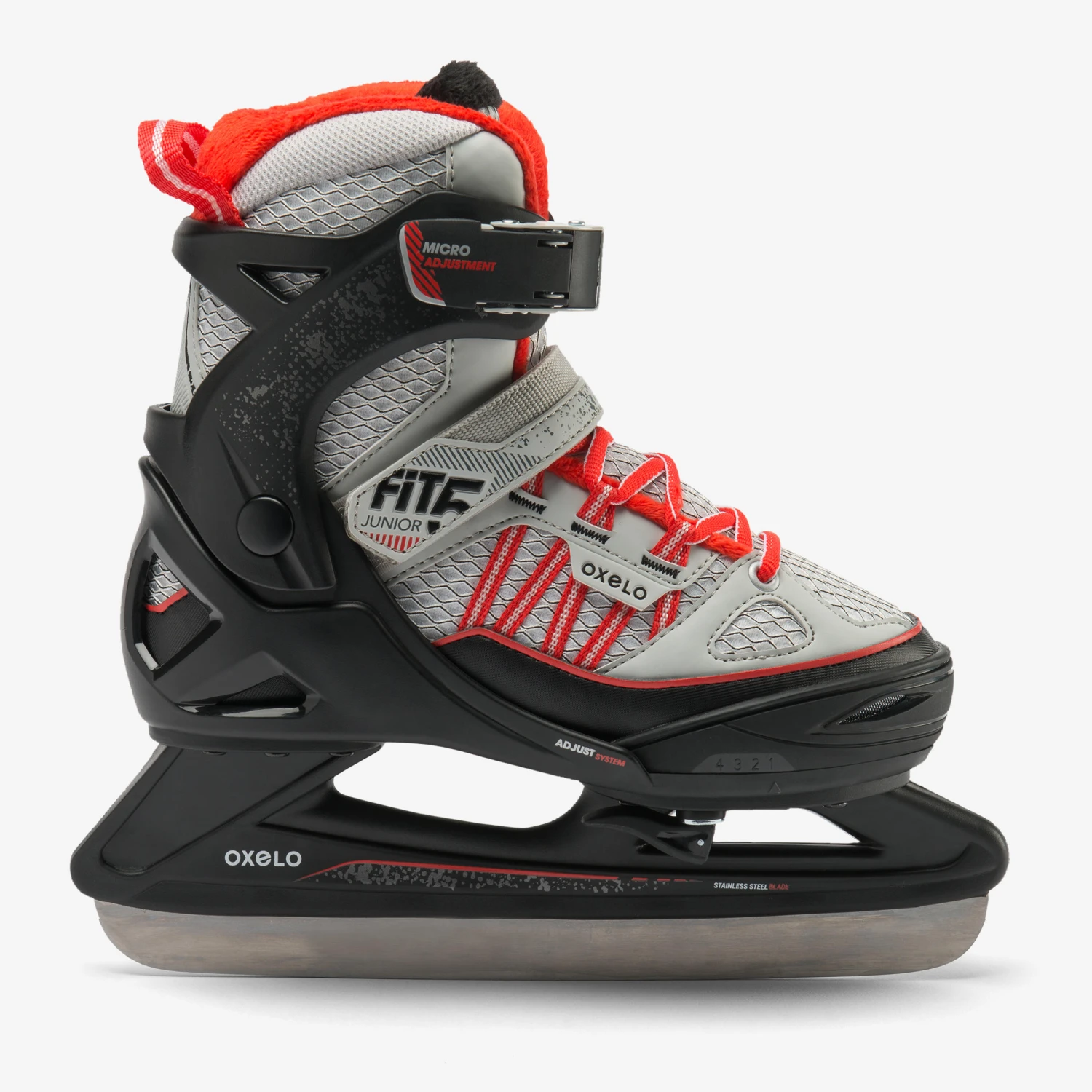 Kids' Ice Skates - FIT 500 Grey/Red 2 Kids' Ice Skates - FIT 500 Grey/Red - Image 2