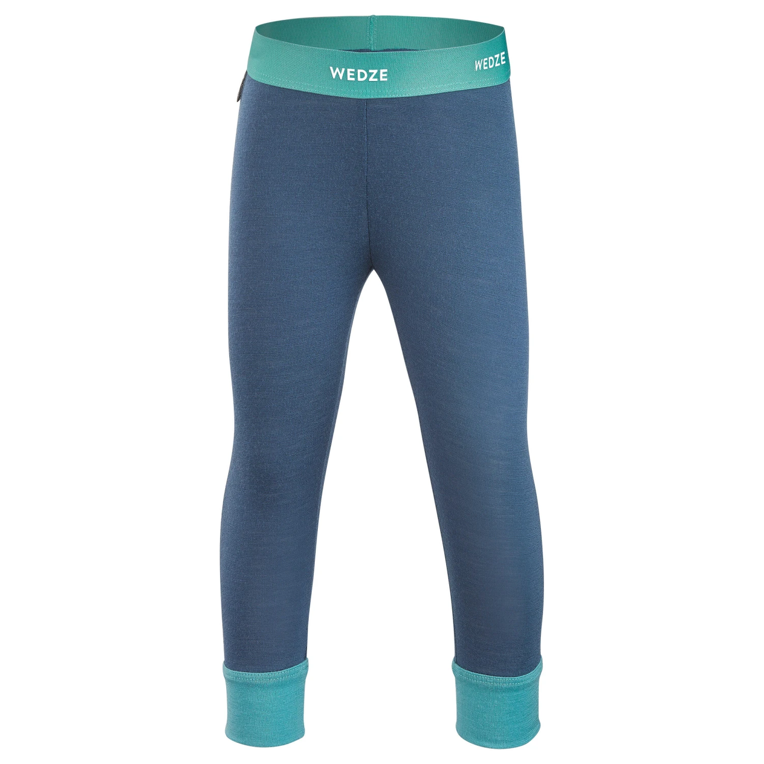 WEDZE Kids' Merino Wool Ski Base Layer Tights - Meriwarm Blue 2 WEDZE Kids' Merino Wool Ski Base Layer Tights - Meriwarm Blue - Image 2