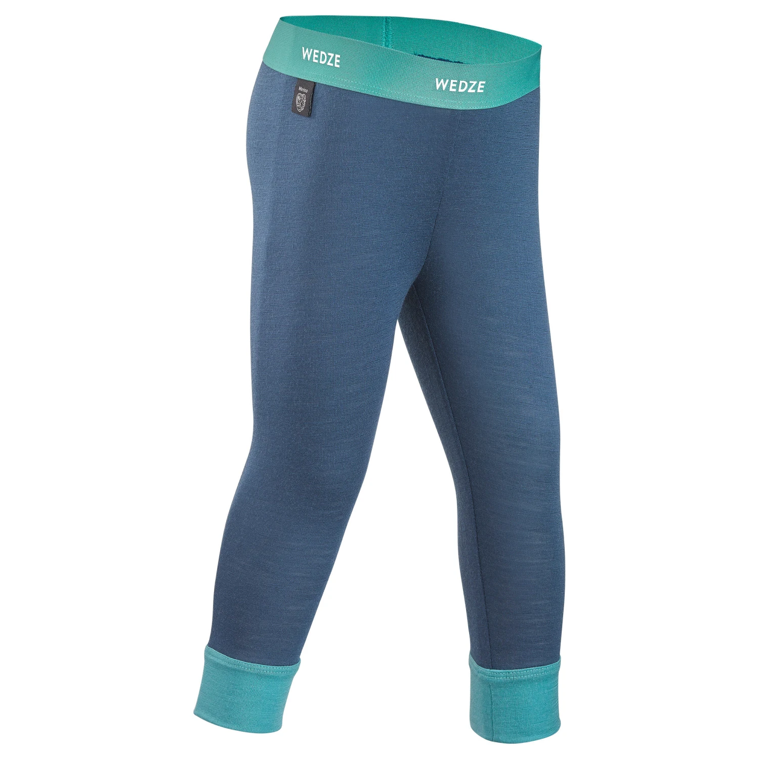 WEDZE Kids' Merino Wool Ski Base Layer Tights - Meriwarm Blue 1 WEDZE Kids' Merino Wool Ski Base Layer Tights - Meriwarm Blue