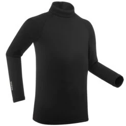 WEDZE Kids' Ski Base Layer Top - BL 500 Black