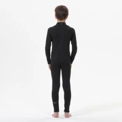 WEDZE Kids' Ski Base Layer Top - BL 500 Black -WEDZE SHOP kids ski base layer top bl 500 black 3