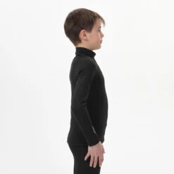 WEDZE Kids' Ski Base Layer Top - BL 500 Black -WEDZE SHOP kids ski base layer top bl 500 black 6