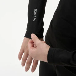 WEDZE Kids' Ski Base Layer Top - BL 500 Black -WEDZE SHOP kids ski base layer top bl 500 black 7