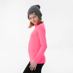 WEDZE Kids' Ski Base Layer Top - BL 500 Pink -WEDZE SHOP kids ski base layer top bl 500 pink 11