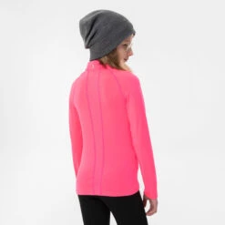 WEDZE Kids' Ski Base Layer Top - BL 500 Pink -WEDZE SHOP kids ski base layer top bl 500 pink 12