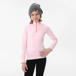 WEDZE Kids' Ski Base Layer Top - BL 500 Pink -WEDZE SHOP kids ski base layer top bl 500 pink 2