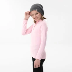 WEDZE Kids' Ski Base Layer Top - BL 500 Pink -WEDZE SHOP kids ski base layer top bl 500 pink 3
