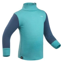 WEDZE Kids' Ski Base Layer Top - Meriwarm Blue
