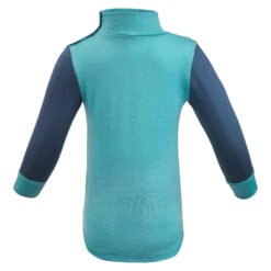 WEDZE Kids' Ski Base Layer Top - Meriwarm Blue -WEDZE SHOP kids ski base layer top meriwarm blue 3