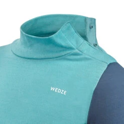 WEDZE Kids' Ski Base Layer Top - Meriwarm Blue -WEDZE SHOP kids ski base layer top meriwarm blue 5