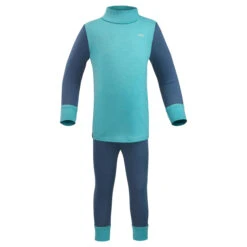 WEDZE Kids' Ski Base Layer Top - Meriwarm Blue -WEDZE SHOP kids ski base layer top meriwarm blue 8