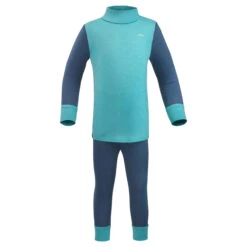 WEDZE Kids' Ski Base Layer Top - Meriwarm Blue -WEDZE SHOP kids ski base layer top meriwarm blue 9