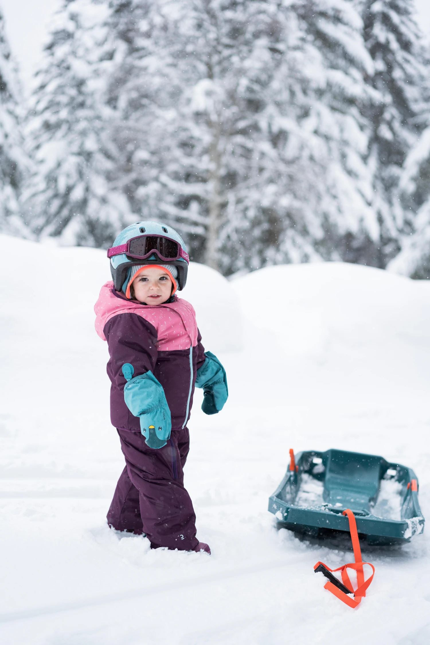 WEDZE Kids' Ski Bib Pants - Warm Purple 7 WEDZE Kids' Ski Bib Pants - Warm Purple - Image 7