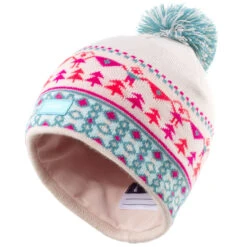 WEDZE Kids’ Ski Hat - Pink/Turquoise -WEDZE SHOP kids ski hat pink turquoise 2