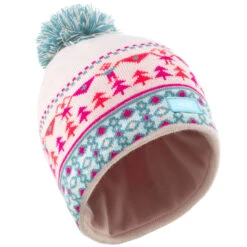 WEDZE Kids’ Ski Hat - Pink/Turquoise
