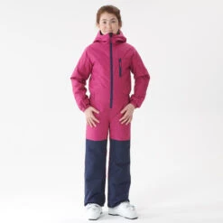 WEDZE Kids’ Ski Suit - 100 Pink/Navy Blue -WEDZE SHOP kids ski suit 100 pink navy blue 2