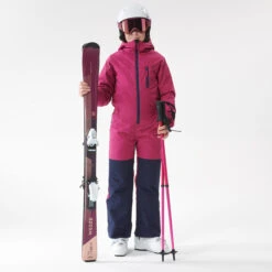 WEDZE Kids’ Ski Suit - 100 Pink/Navy Blue -WEDZE SHOP kids ski suit 100 pink navy blue 5