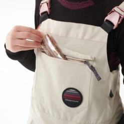 Kids' Snowboard Bib Pants - BIB 500 Beige -WEDZE SHOP kids snowboard bib pants bib 500 beige 4