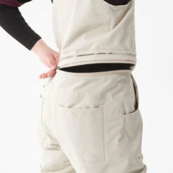 Kids' Snowboard Bib Pants - BIB 500 Beige -WEDZE SHOP kids snowboard bib pants bib 500 beige 5