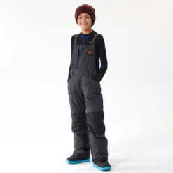 Kids' Snowboard Bib Pants - 500 Black
