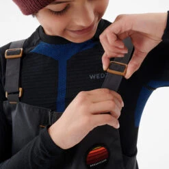 Kids' Snowboard Bib Pants - 500 Black -WEDZE SHOP kids snowboard bib pants bib 500 black 4