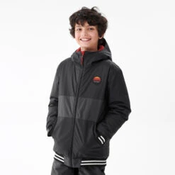 Kids’ Snowboard Jacket – SNB 100 Black -WEDZE SHOP kids snowboard ski jacket snb 100 black 2