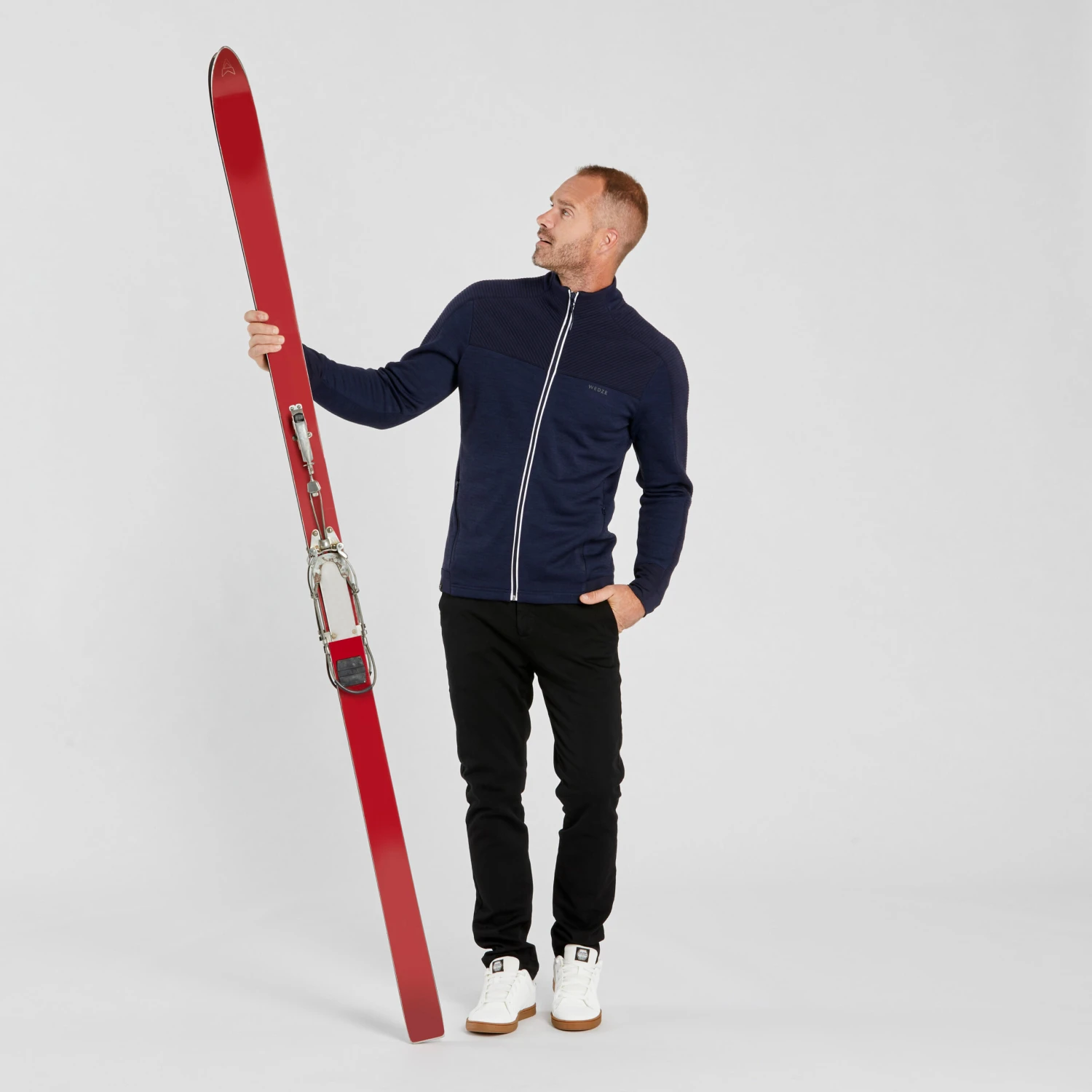 WEDZE Men's Downhill Ski Fleece Jacket Liner - Warm 500 Black 1 WEDZE Men's Downhill Ski Fleece Jacket Liner - Warm 500 Black