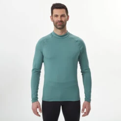 WEDZE Men's Ski Base Layer Top - BL 500 Green -WEDZE SHOP men s ski base layer top bl 500 green 4