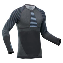 WEDZE Men’s Ski Base Layer Top - BL 980 Blue/Grey