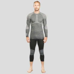 WEDZE Men’s Ski Base Layer Top - BL 980 Grey -WEDZE SHOP mens merino wool ski seamless base layer top 900 grey 2