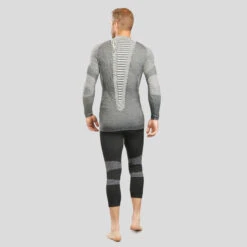 WEDZE Men’s Ski Base Layer Top - BL 980 Grey -WEDZE SHOP mens merino wool ski seamless base layer top 900 grey 3