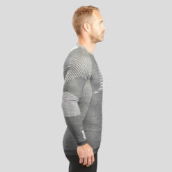 WEDZE Men’s Ski Base Layer Top - BL 980 Grey -WEDZE SHOP mens merino wool ski seamless base layer top 900 grey 5
