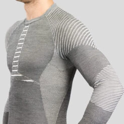 WEDZE Men’s Ski Base Layer Top - BL 980 Grey -WEDZE SHOP mens merino wool ski seamless base layer top 900 grey 7
